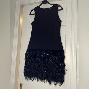 PINK TARTAN • BLACK FEATHER DRESS